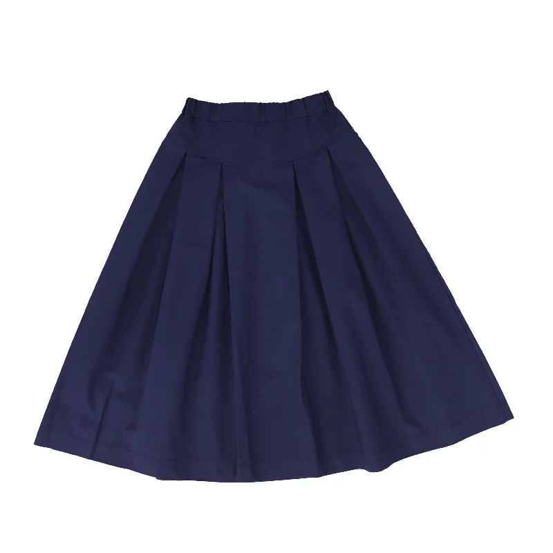 Denim Long Skirts for Casual -BE FOR ALL NAVY PLEAT SKIRT [FINAL SALE]