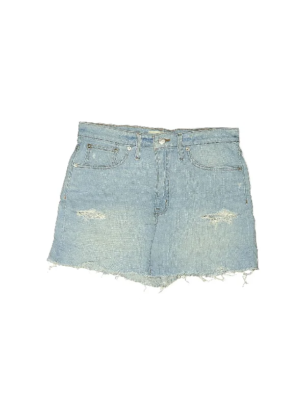 Fringed Shorts for Bohemian -High-Rise Denim Shorts in Light Wash