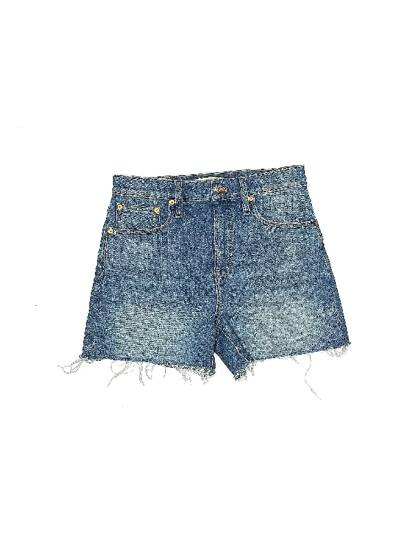 Beaded Shorts for Glamorous -Mid-Rise Denim Shorts in Medium Wash