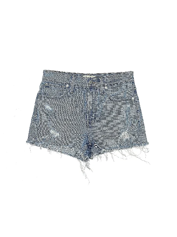 Floral Shorts for Romantic -High-Rise Denim Shorts in Medium Wash