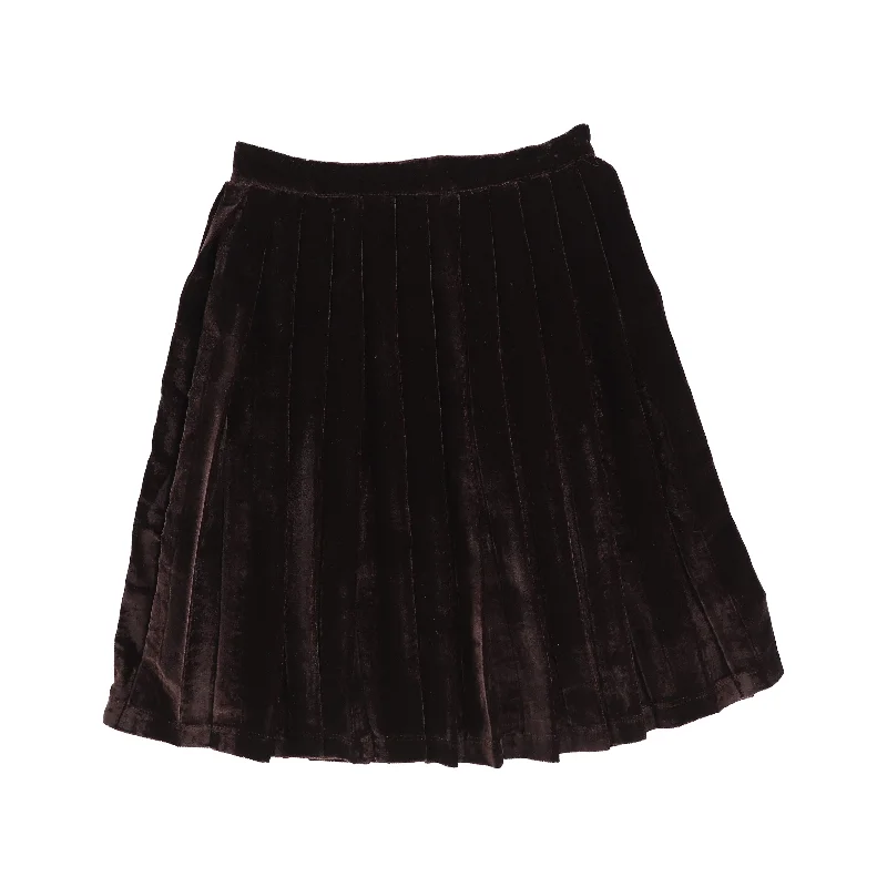 Long Skirts for Art Exhibitions -ONE CHILD BROWN VELVET PLEATED SKIRT [Final Sale]