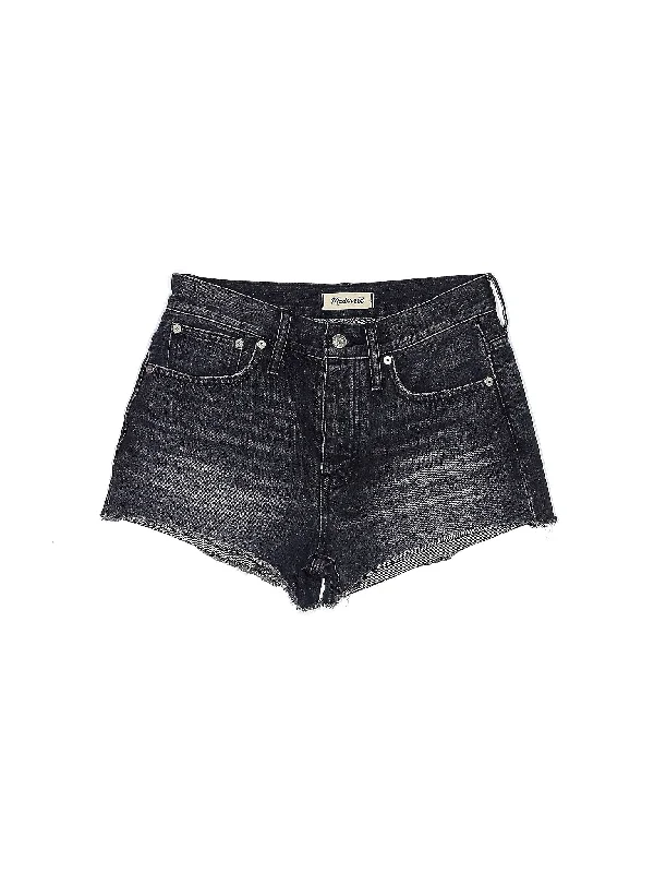 Bermuda Shorts for Modest Style -High-Rise Denim Shorts in Dark Wash