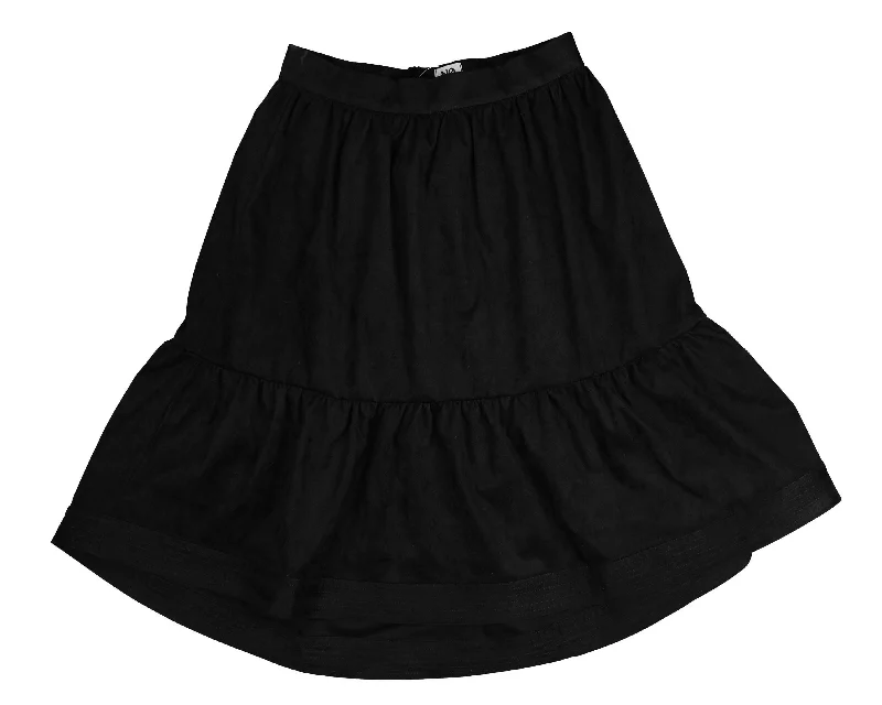 Hippie Long Skirts with Beads -NOMA BLACK SUEDE TIERED SKIRT [FINAL SALE]