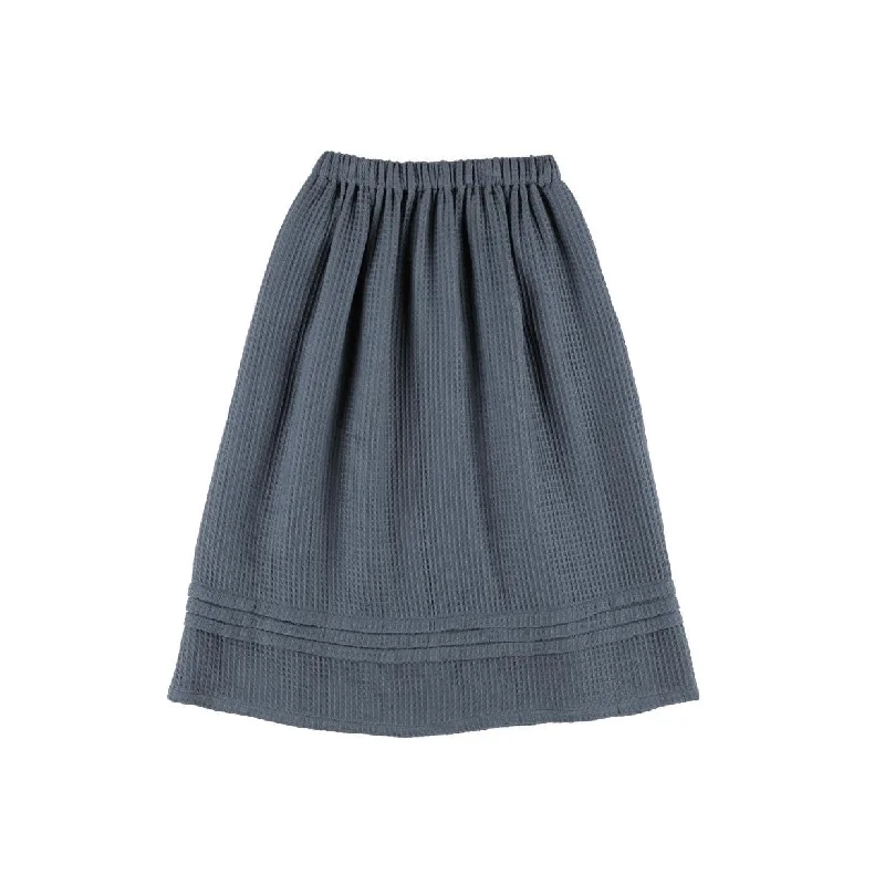 Polyester Long Skirts for Durable -BELLE CHIARA BLUE WAFFLE DESIGN SKIRT [FINAL SALE]