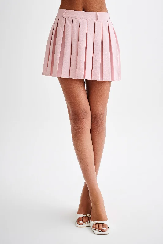 Designer maxi skirts for upscale bohemian flair -Mura Pleated Mini Skirt - Baby Pink