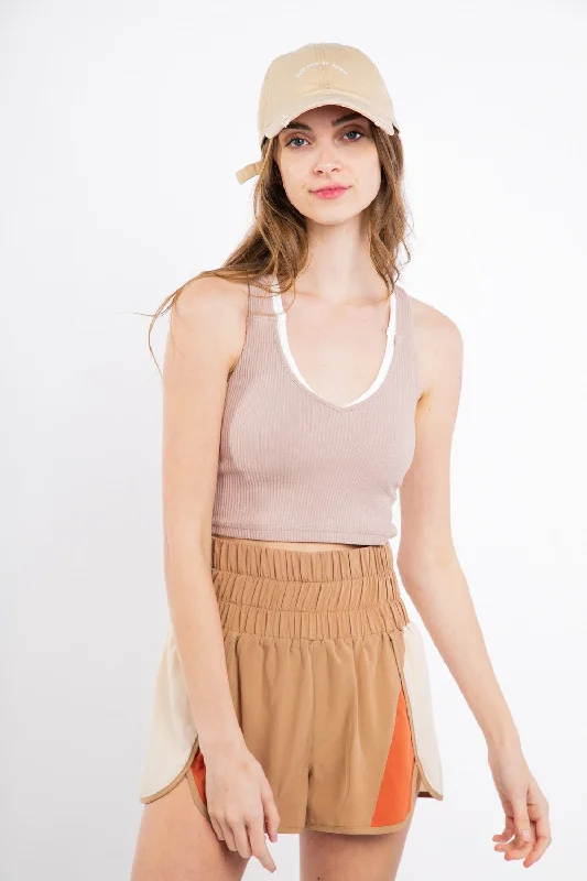 Pleated Skirts for Texture -MOCHA HIGH WAIST ACTIVEWEAR SHORTS