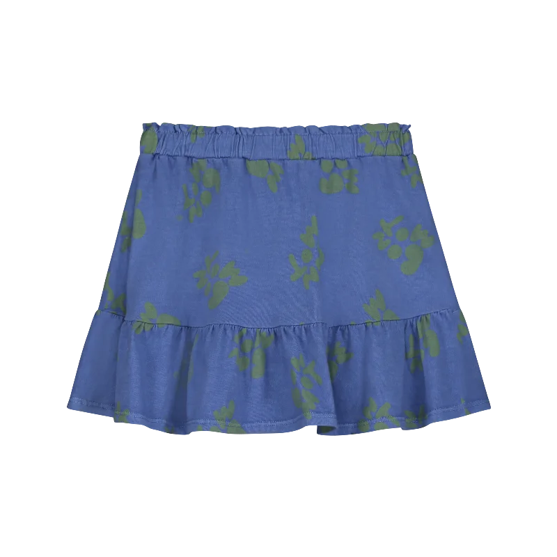 Denim Short Skirts for Trendy -BONMOT MID BLUE LOGO PRINT SKIRT [FINAL SALE]