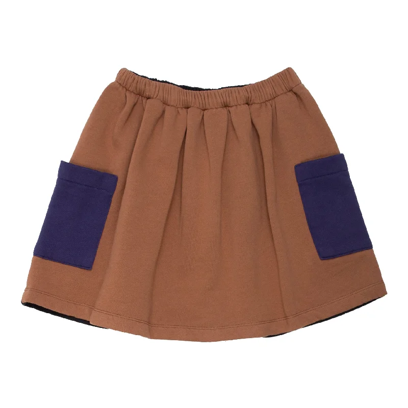 Beige Long Skirts for Neutral -WYNKEN CAMEL NAVY POCKET SKIRT [Final Sale]