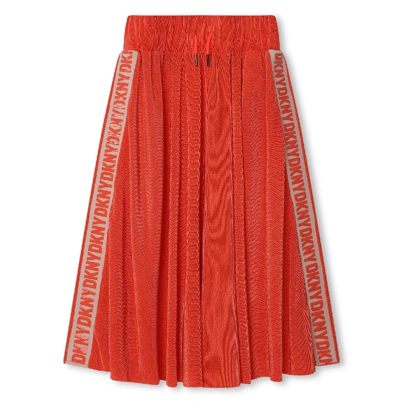 Midi Long Skirts for Versatility -DKNY ORANGE DRAW STRING WAISTED LOGO SKIRT [FINAL SALE]