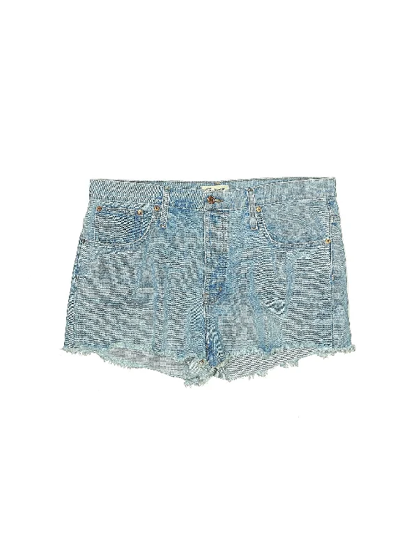 Striped Skirts for Fashionable -Denim Shorts in Light Wash