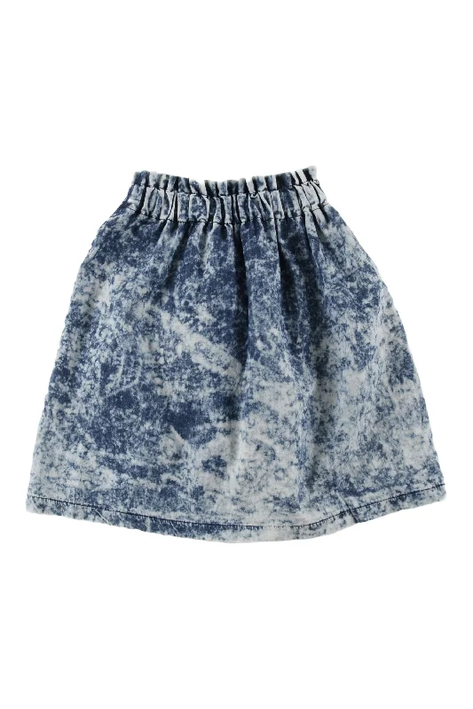 Abstract Short Skirts for Creative -LOUD BLUE DYE RUFFLE TRIM SKIRT [FINAL SALE]