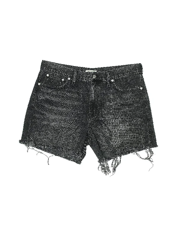 Beaded Shorts for Glamorous -Low-Rise Denim Shorts in Dark Wash