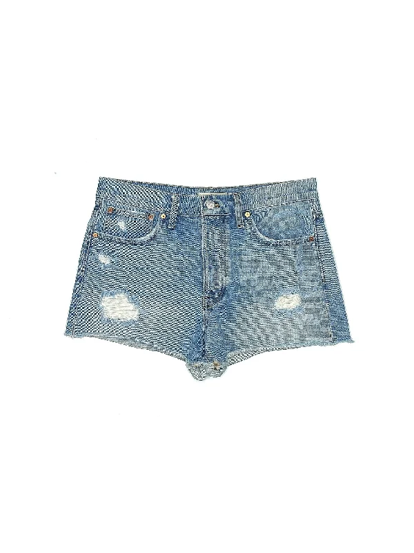 Blue Skirts for Classic -Mid-Rise Denim Shorts in Medium Wash