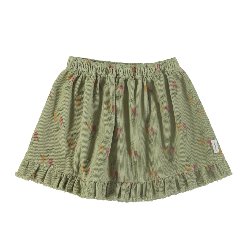 Striped Long Skirts for Style -PIUPIUCHICK SAGE GREEN PRINTED SKIRT [Final Sale]