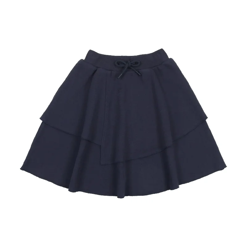 Long Skirts for Bridesmaids -KIN & KIN NAVY BLUE LAYERED SKIRT [FINAL SALE]