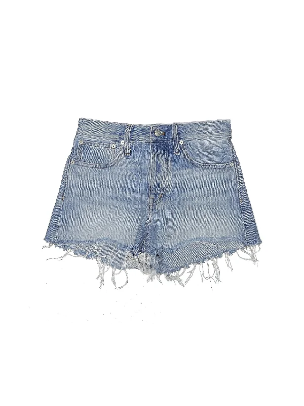 Pleated Skirts for Texture -Mid-Rise Denim Shorts in Medium Wash