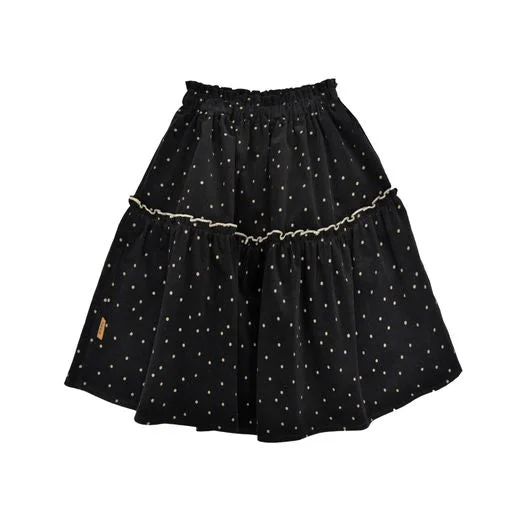 Yellow Long Skirts for Bright -HEBE BLACK CORDUROY DOTTED SKIRT [Final Sale]