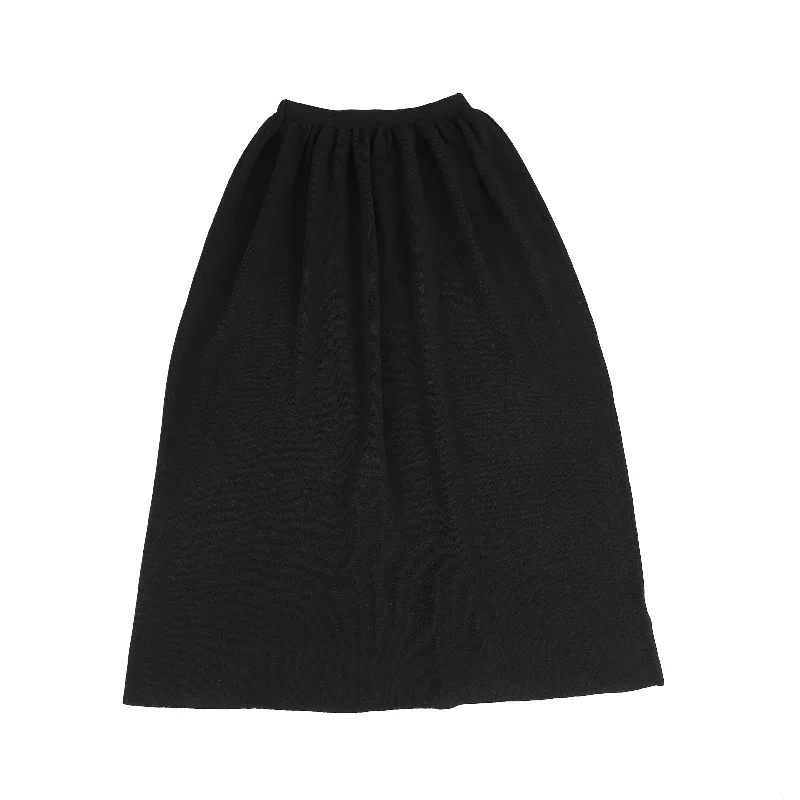 Long Skirts for Business Meeting -BAMBOO BLACK SOFT KNIT FLAIR SKIRT [Final Sale]