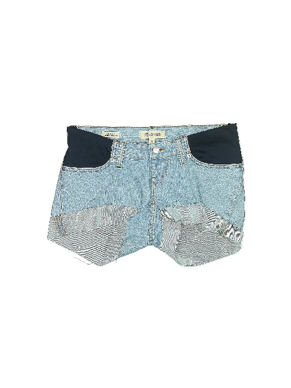 Sequined Skirts for Sparkle -Low-Rise Denim Shorts in Light Wash