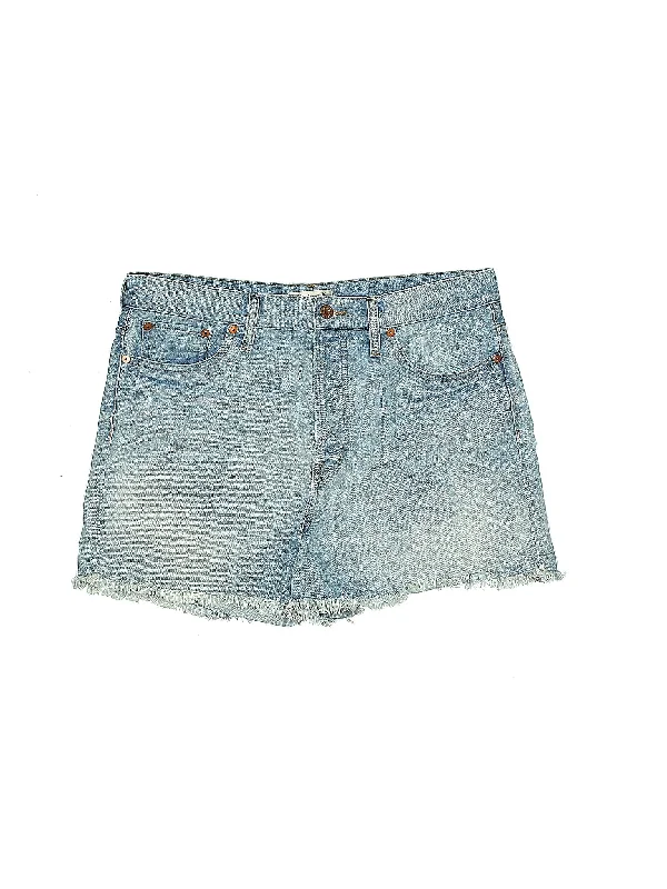 Geometric Skirts for Modern -Mid-Rise Denim Shorts in Medium Wash