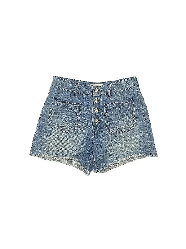 Gray Skirts for Subtle -Mid-Rise Denim Shorts in Medium Wash