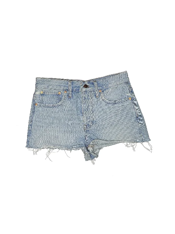 Bermuda Shorts for Modest Style -High-Rise Denim Shorts in Medium Wash