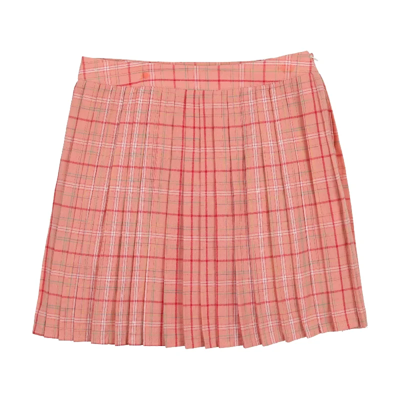 Cotton Short Skirts for Comfort -MAISONITA SALMON PLAID PLEATED SKIRT [FINAL SALE]