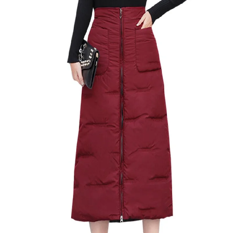 Long Skirts for Wedding Ceremony -plus size 5XL!Winter Fall Fashion Women Elastic High Waisted Black Thick Warm Long Cotton Down Skirt Female Padded Skirts