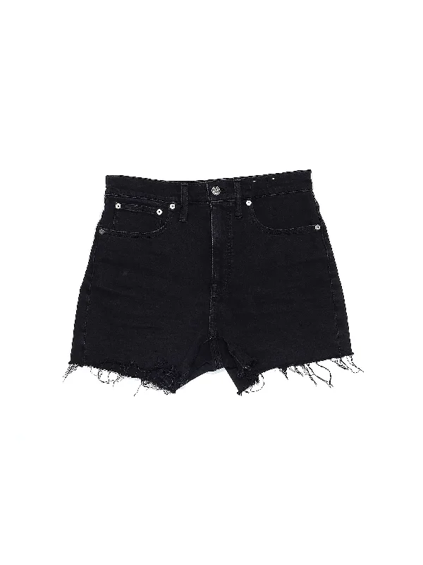 Striped Skirts for Fashionable -Mid-Rise Denim Shorts in Dark Wash