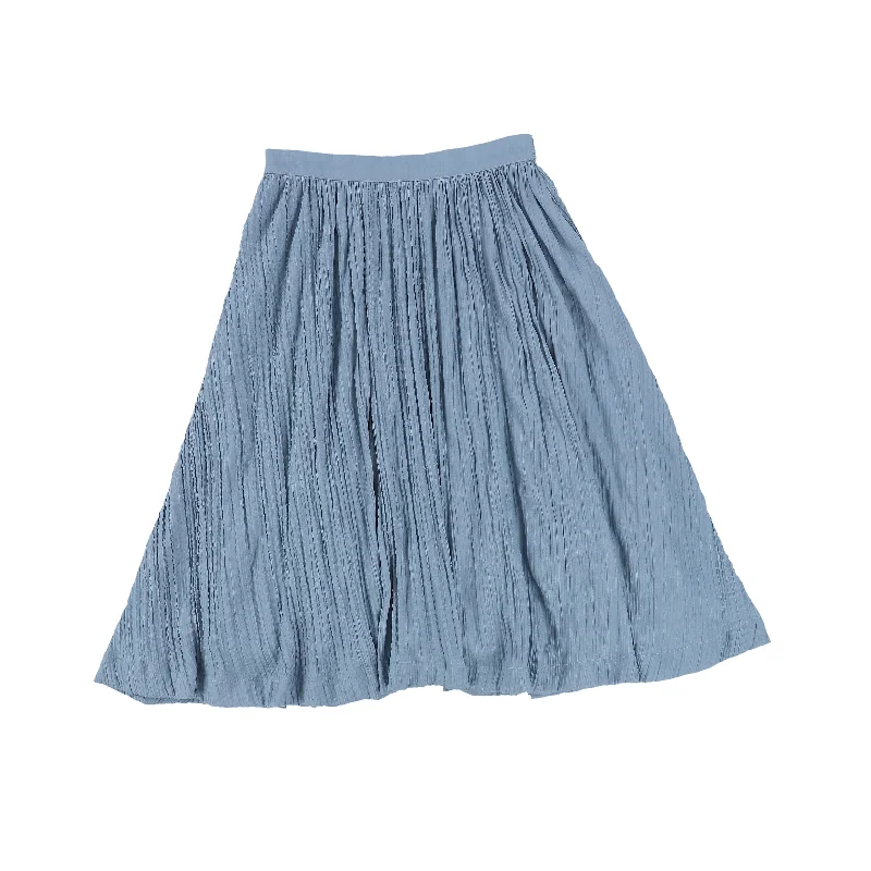 Straight Short Skirts for Simple -TUSTELLO BLUE CRINKLE FLARE SKIRT [Final Sale]