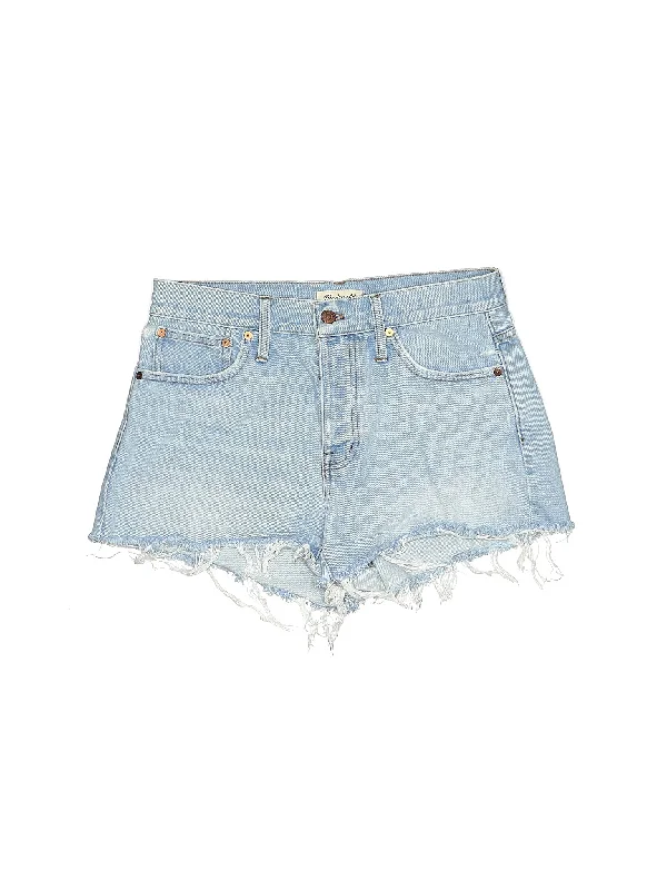 Linen Shorts for Breathable Wear -Mid-Rise Denim Shorts in Light Wash