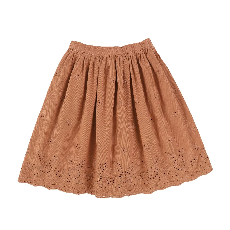 Solid Color Short Skirts for Simple -MarMar Peach Eyelet Flare Skirt [Final Sale]