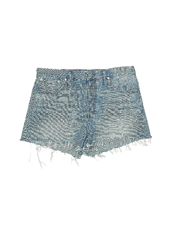 Fishing Shorts for Water Activities -High-Rise Denim Shorts in Medium Wash