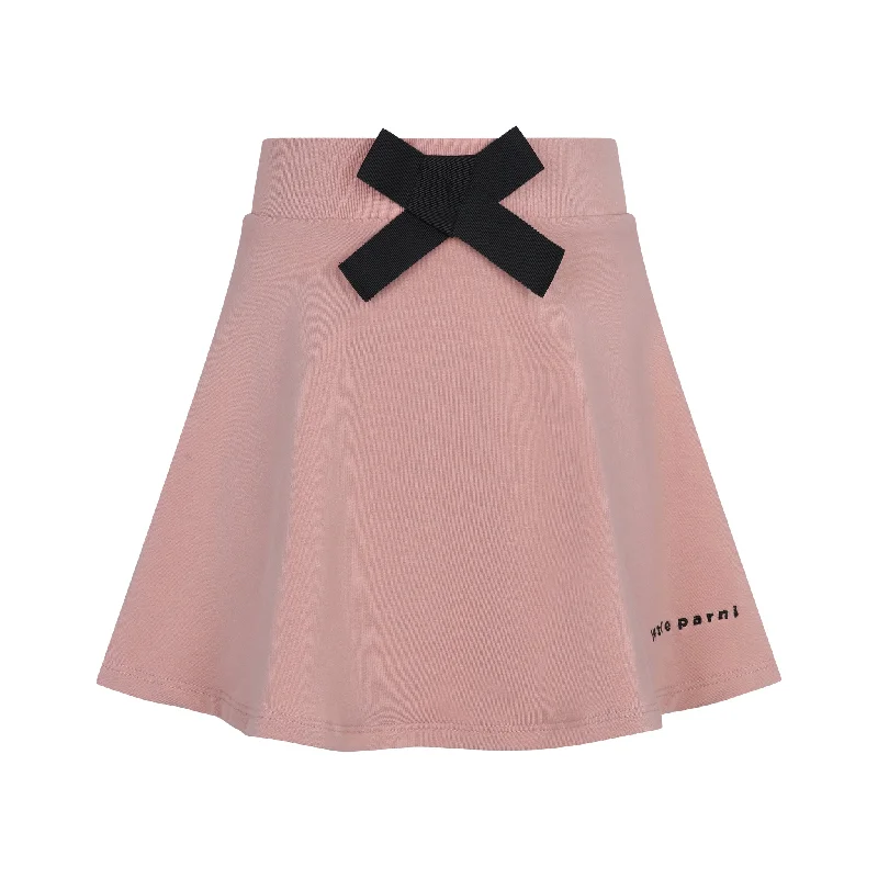 Punk Long Skirts with Spikes -LITTLE PARNI PINK BOW FLARE SKIRT [FINAL SALE]