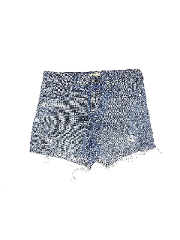 Patchwork Shorts for Unique -Mid-Rise Denim Shorts in Medium Wash