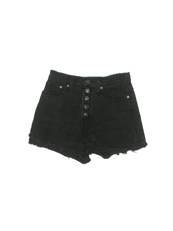 Zippered Skirts for Convenience -Mid-Rise Denim Shorts in Dark Wash