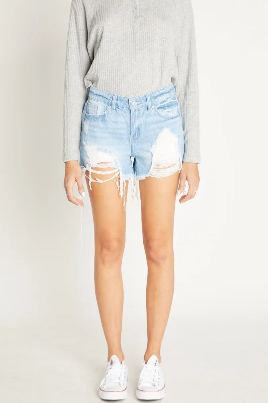 Tie-Up Skirts for Decorative -High Rise Destructed Denim Shorts