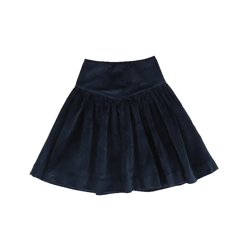 Nylon Short Skirts for Stretch -BELATI NAVY VELOUR CORDUROY SKIRT [FINAL SALE]