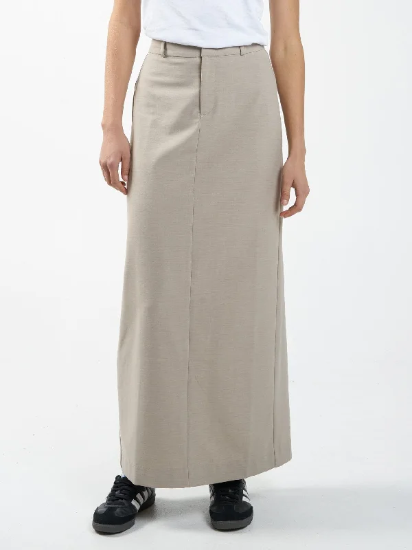 Off-Shoulder Skirts for Feminine -Column Suiting Skirt - Stone