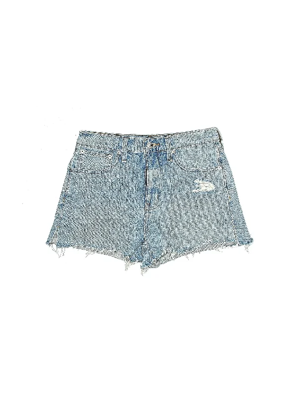 Abstract Skirts for Creative -Mid-Rise Denim Shorts in Light Wash