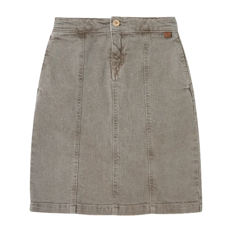 Bermuda Short Skirts for Casual -TOCOTO VINTAGE BROWN DENIM MIDI SKIRT [FINAL SALE]