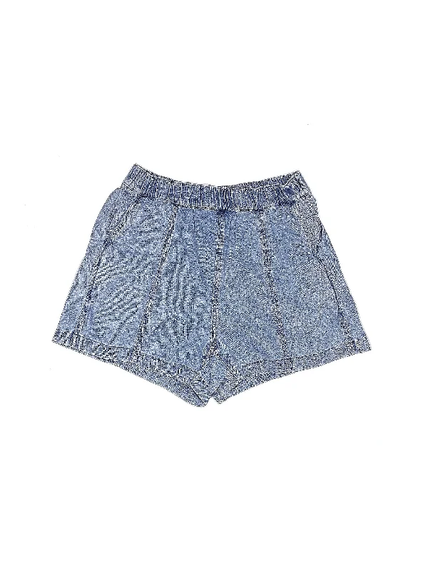 Sequined Skirts for Sparkle -Mid-Rise Denim Shorts in Light Wash