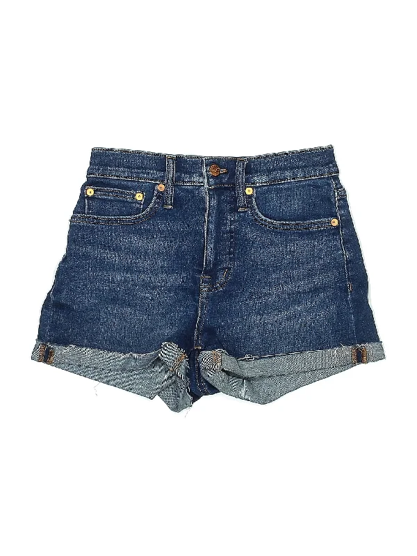 Leather Shorts for Luxury Look -Denim Shorts in Medium Wash