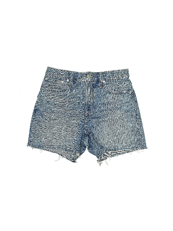 Elastic Waist Skirts for Fit -High-Rise Denim Shorts in Medium Wash