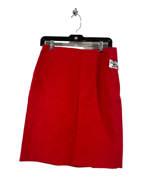 Affordable skirts with trendy slit details -Red Skirt Midi Liz Claiborne, Size 10