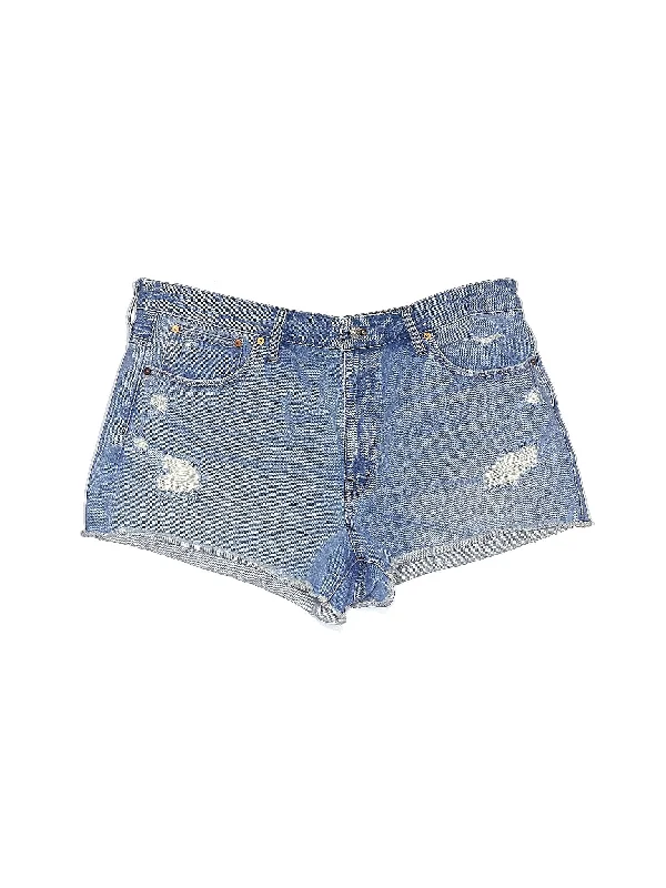 Leather Skirts for Luxury -High-Rise Denim Shorts in Medium Wash