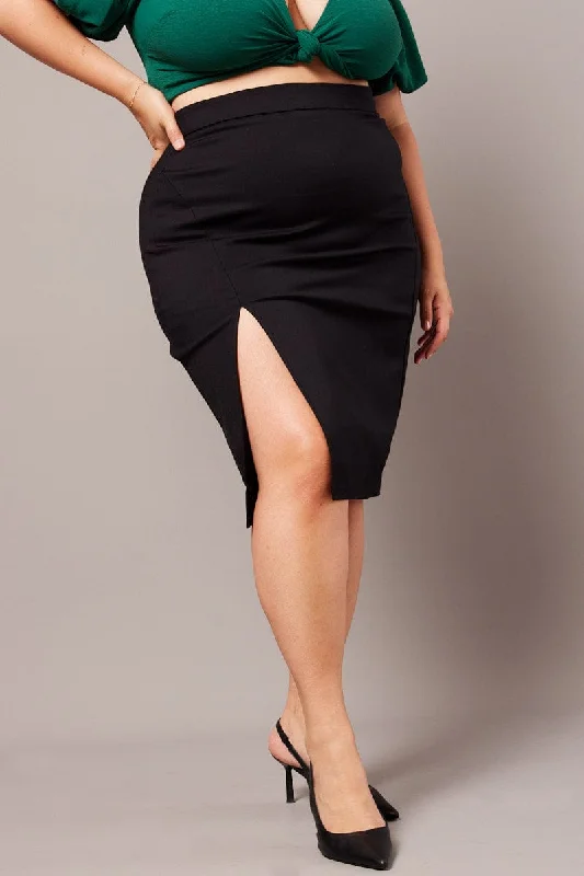 Skort Short Skirts for Practical -Black Split Pencil Skirt