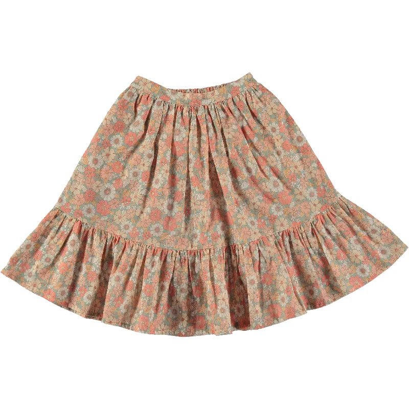 Silk Long Skirts for Luxurious -TOCOTO VINTAGE PINK FLOWER PRINT SKIRT [FINAL SALE]