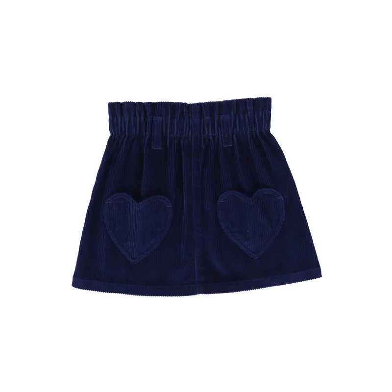 Wool Long Skirts for Warmth -LOUIS LOUISE BLUE CORDUROY HEART POCKET SKIRT [FINAL SALE]