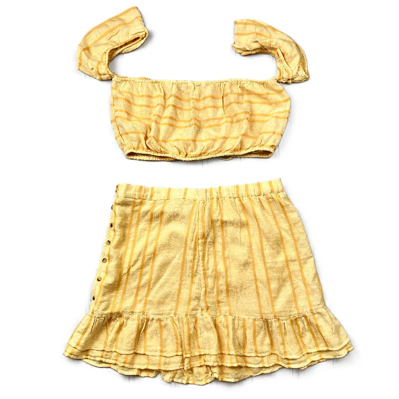 High-waisted denim skirts for cool lift -Yellow Skirt Set 2pc By American Eagle, Size: L